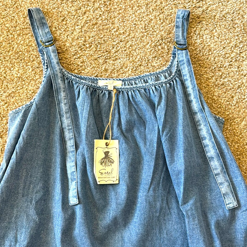 easel Blue Denim Ruffle Sundress - Picture 3 of 5